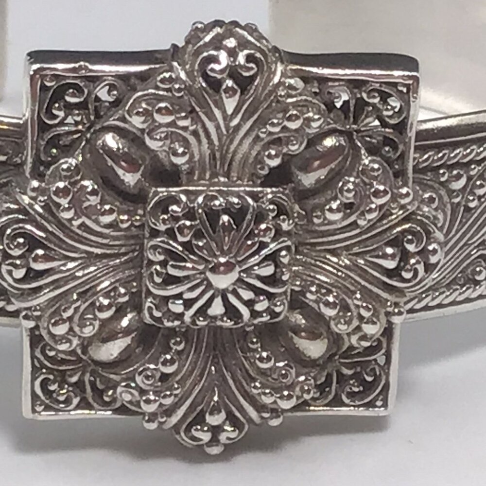 Sarda Sterling Silver Filigree Cuff Bracelet 37 Grams Size 7.25” - Picture 5 of 12